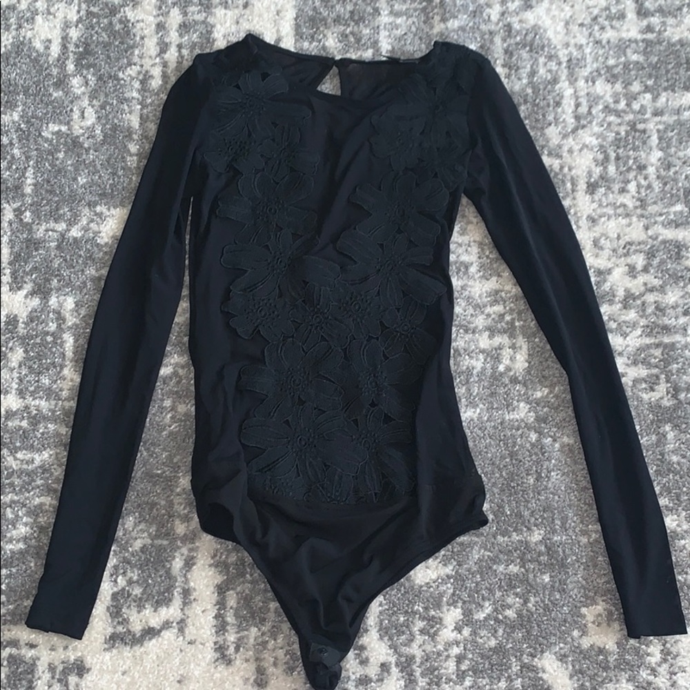 Mesh flower embroidered bodysuit